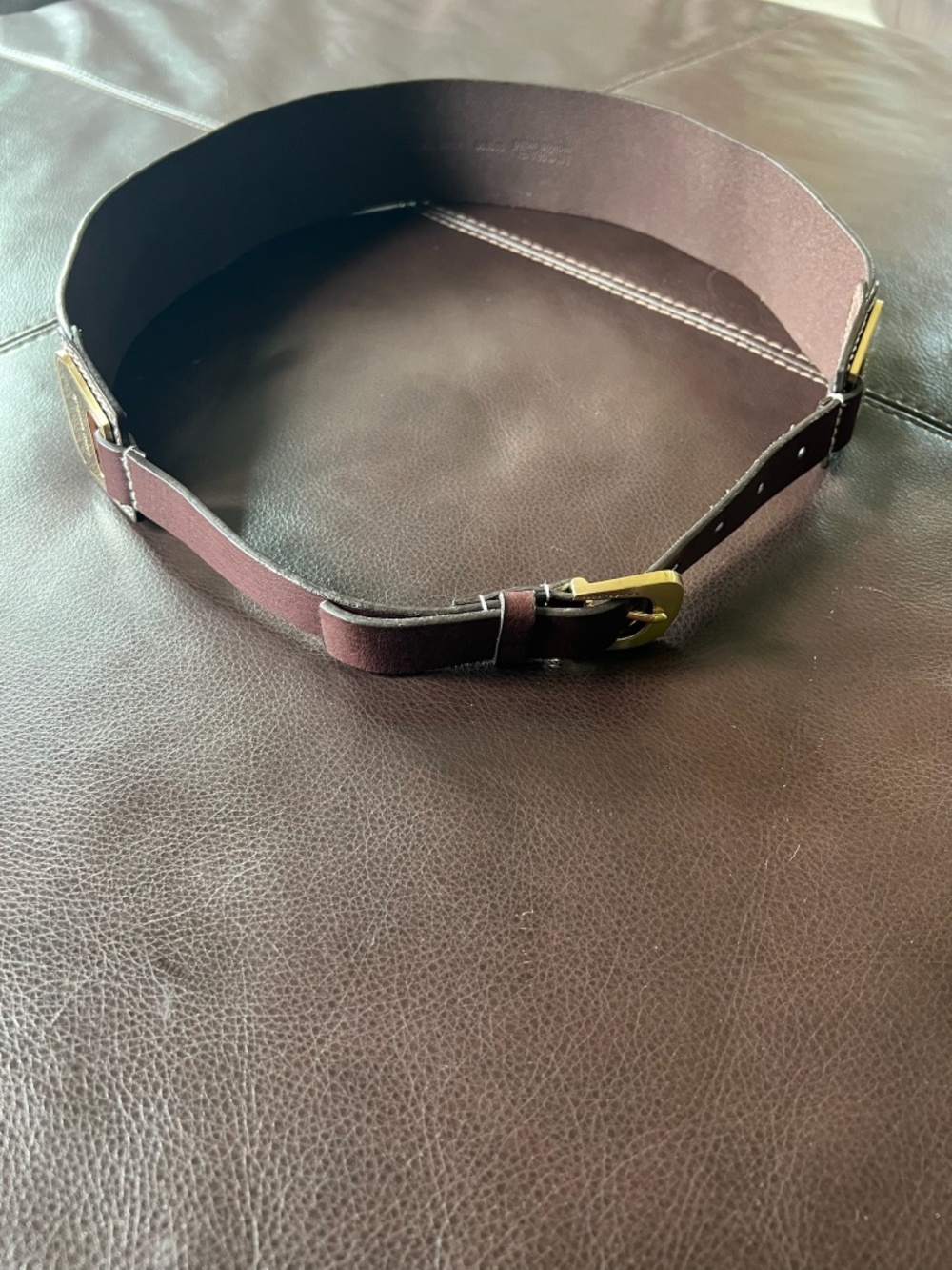 Vintage Michael Kors Burgundy Leather Corset Style Wide Waist Belt, Size L